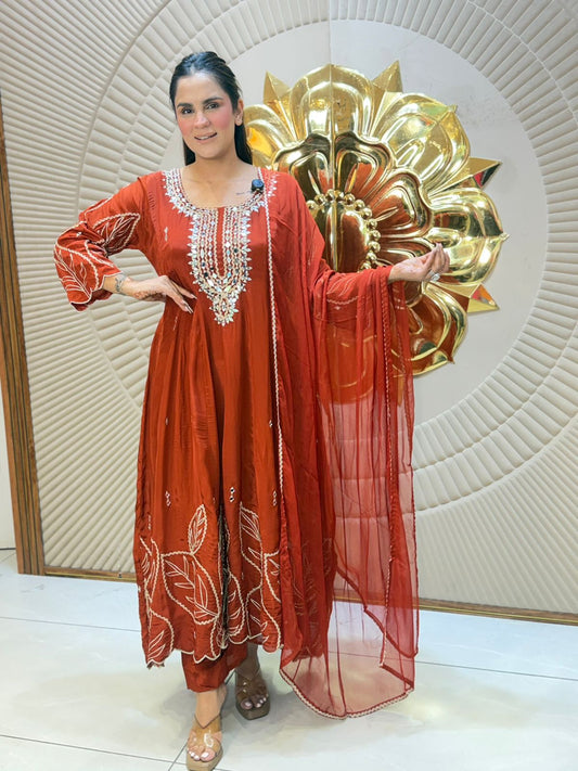 Stunning Anarkali Suit With Mirror Work PC2887