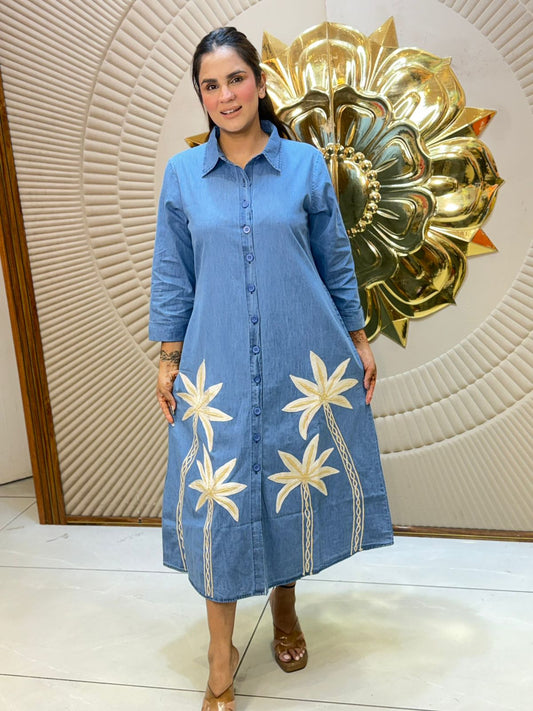 Beautiful Long Denim Dress PC2895