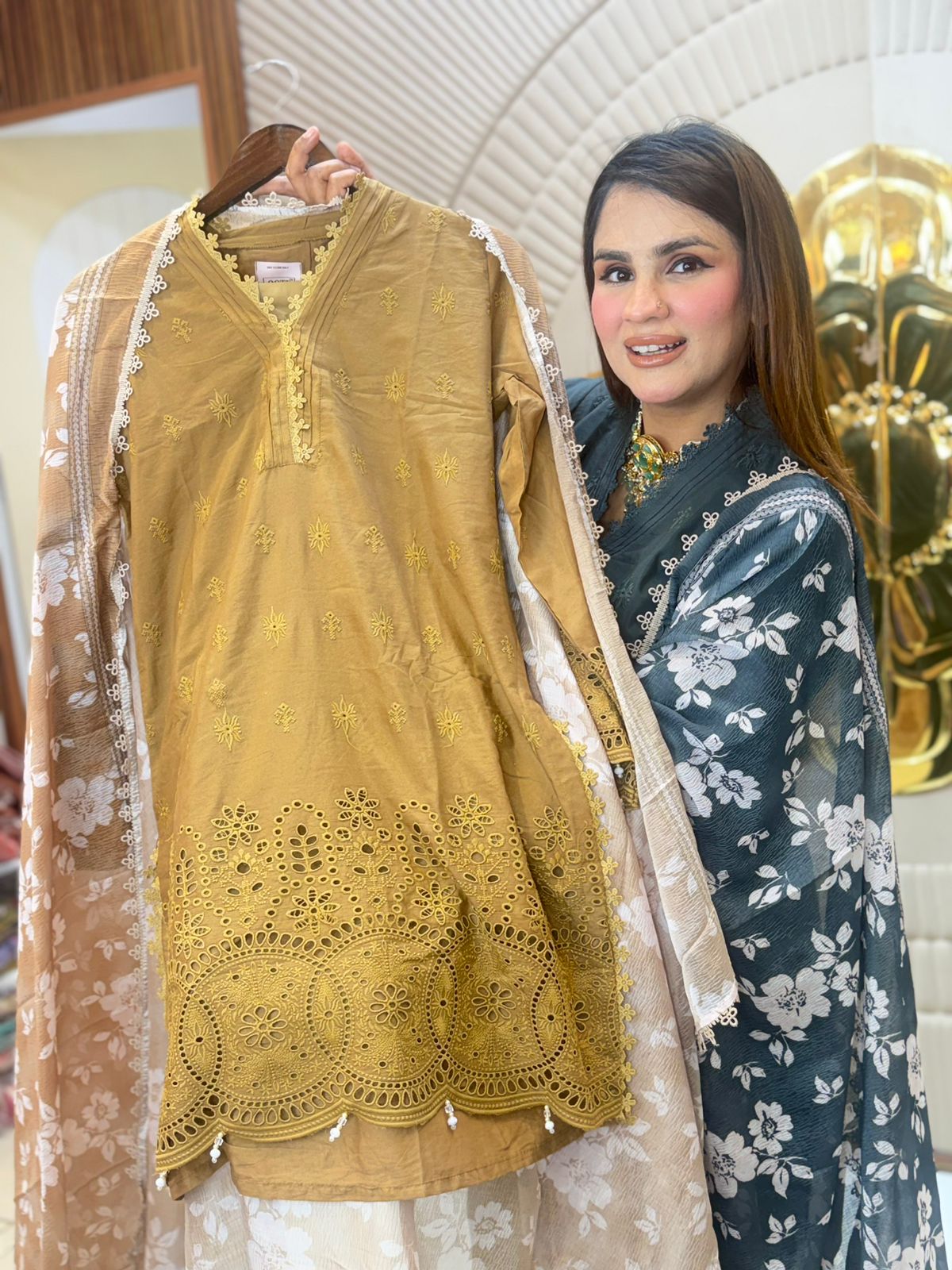 Beautiful Suit With Laser Cut Work PC2908