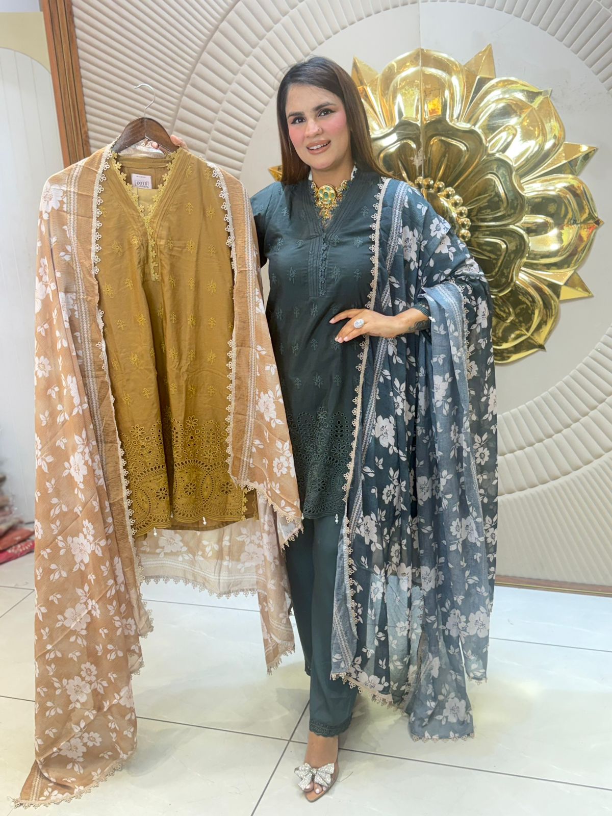 Beautiful Suit With Laser Cut Work PC2908