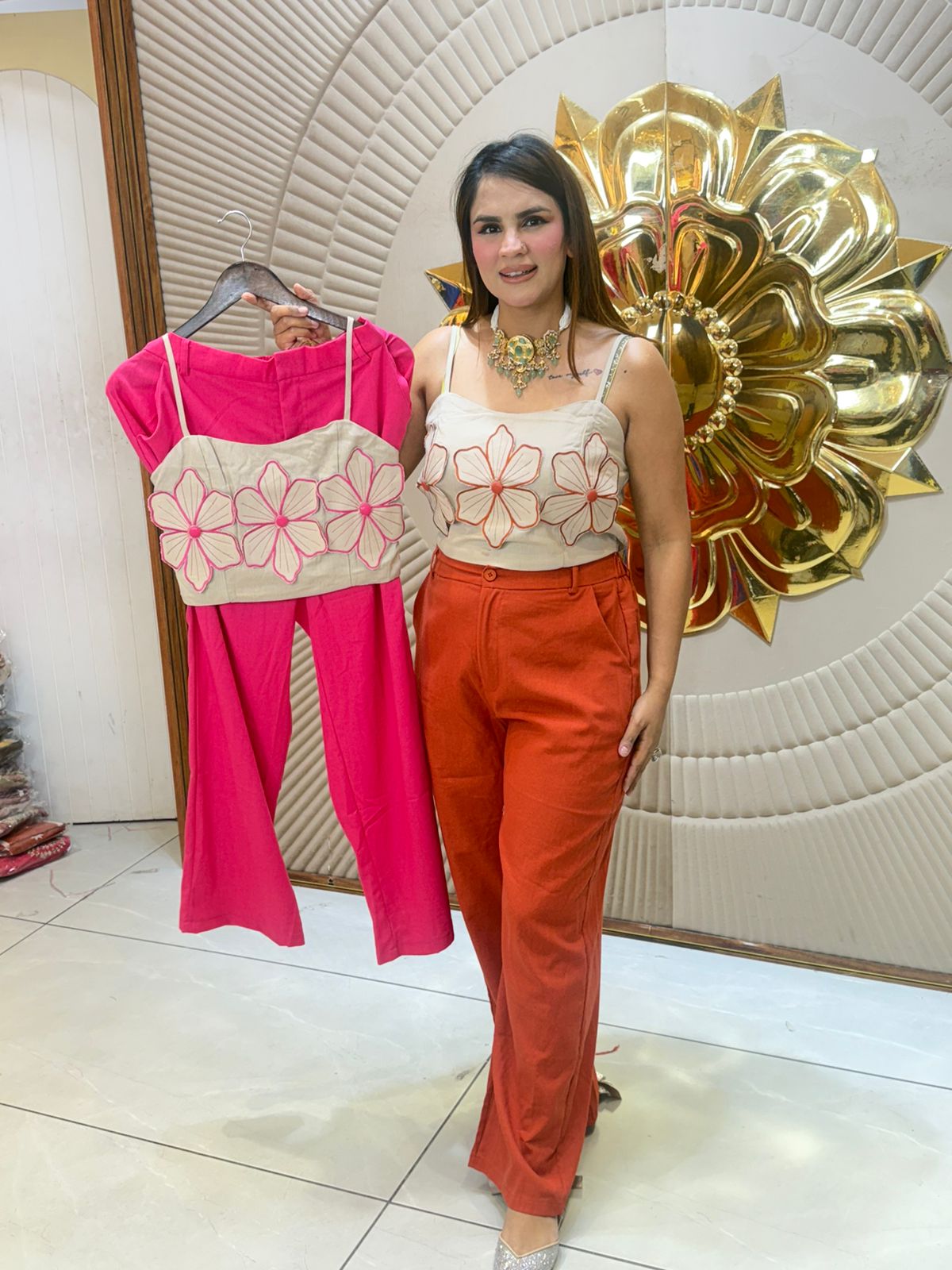 Beautiful 3D Flower Top With Pant PC2914