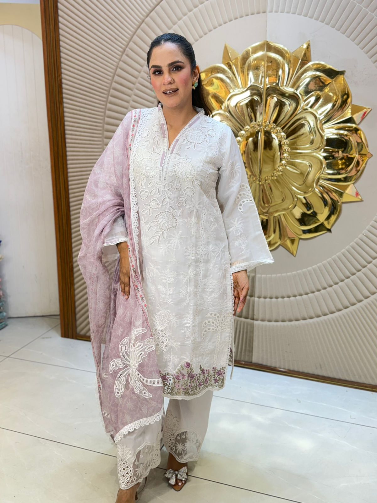 Stunning Suit With Laser Cut Work PC2925