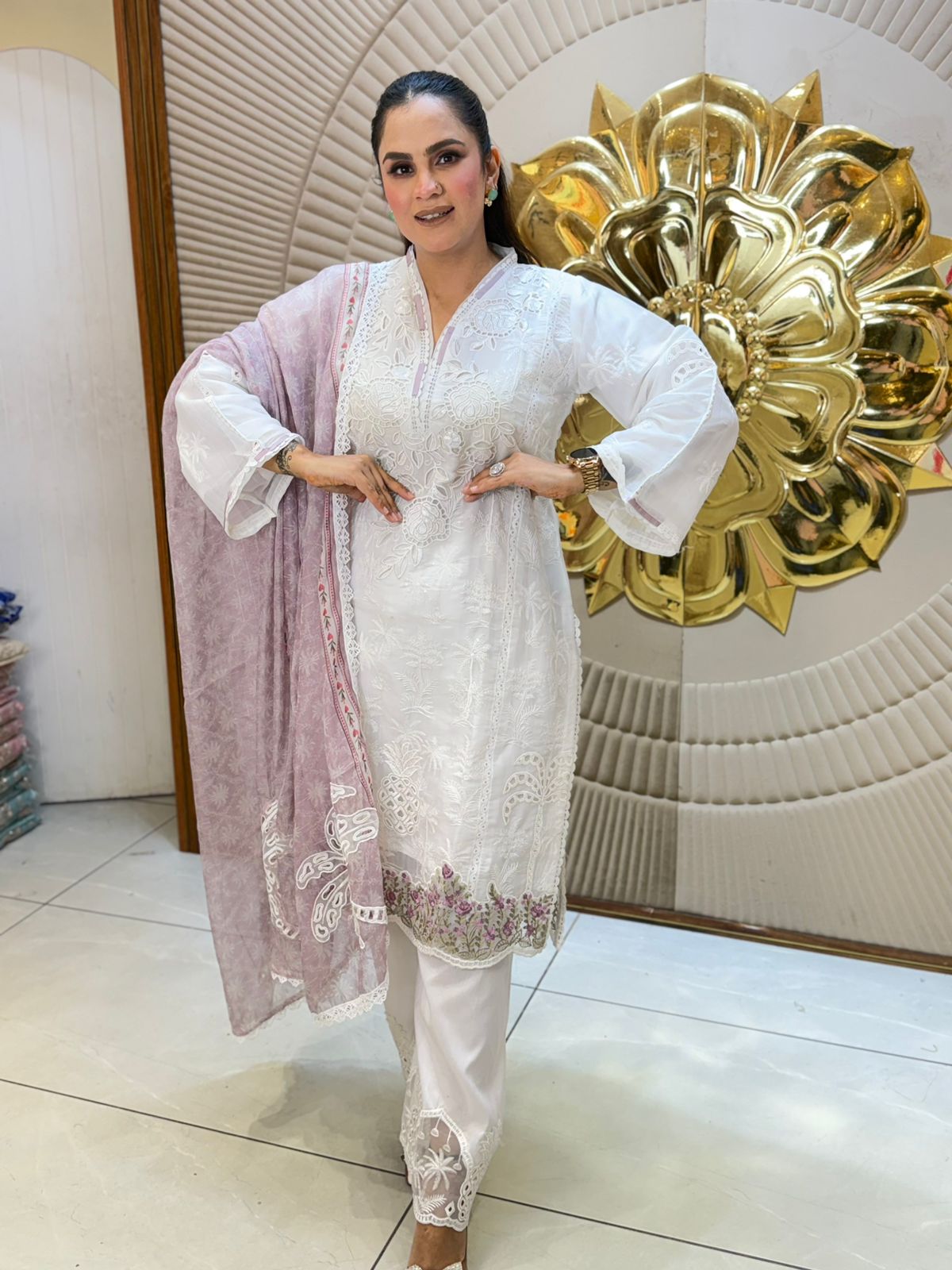 Stunning Suit With Laser Cut Work PC2925