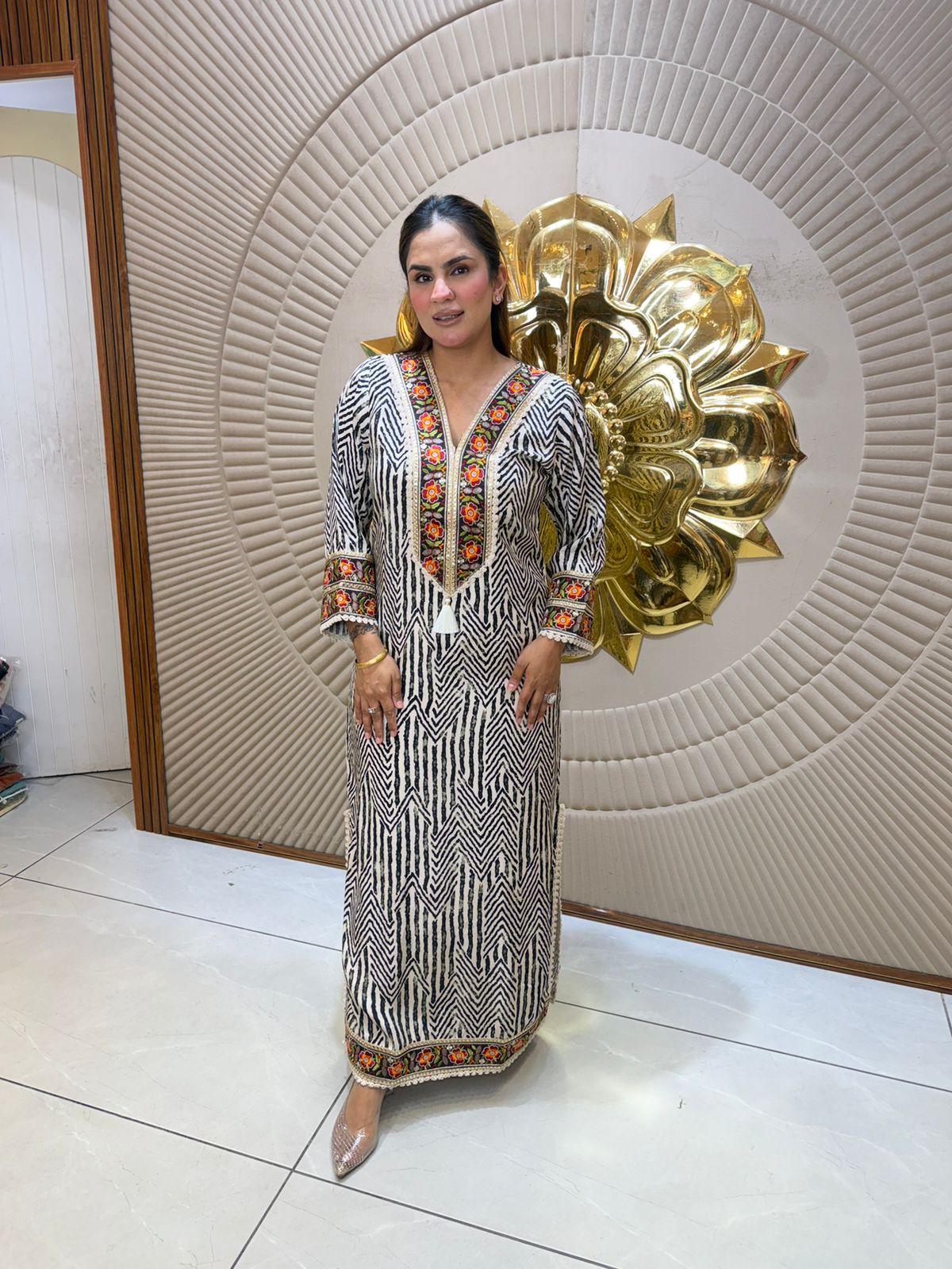 Stunning Pattern Print Indo Western Dress PC3045