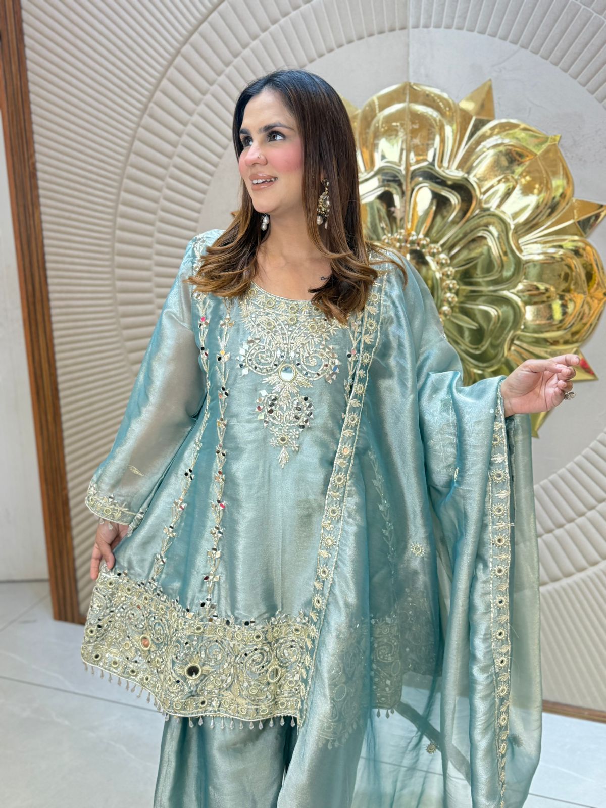 Beautiful Mirror Work Suit PC3079