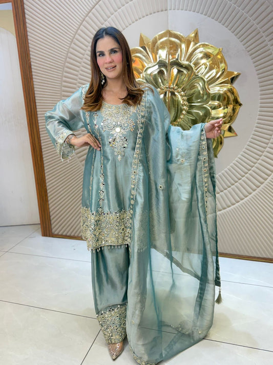Beautiful Mirror Work Suit PC3079
