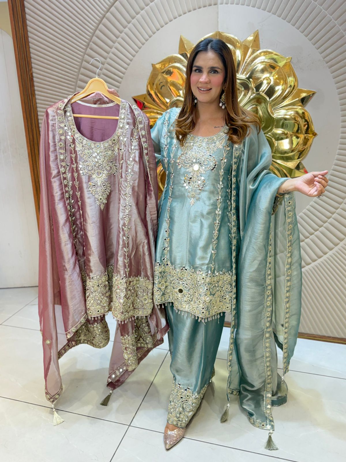 Beautiful Mirror Work Suit PC3079