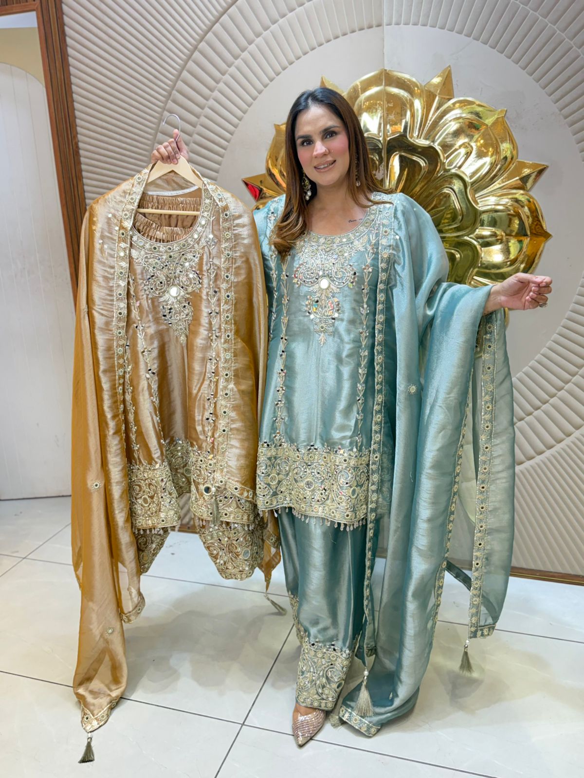 Beautiful Mirror Work Suit PC3079