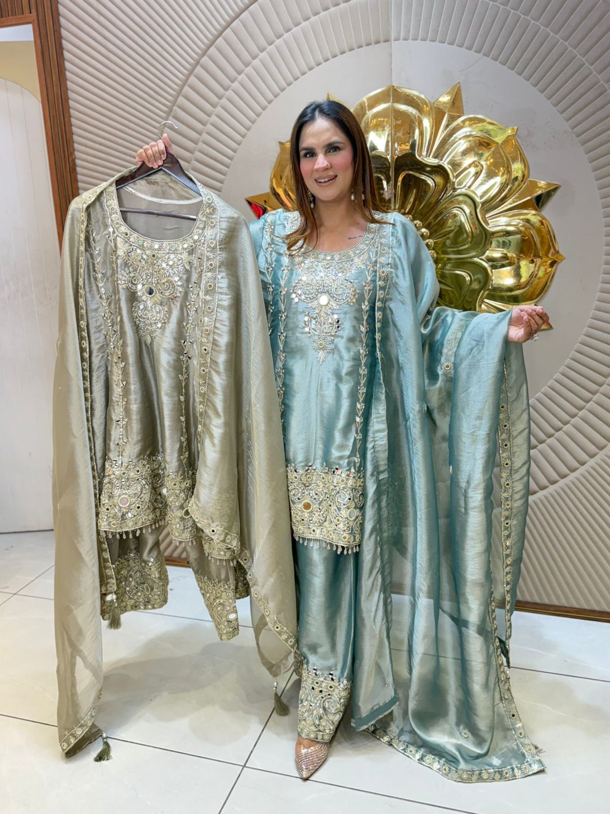 Beautiful Mirror Work Suit PC3079