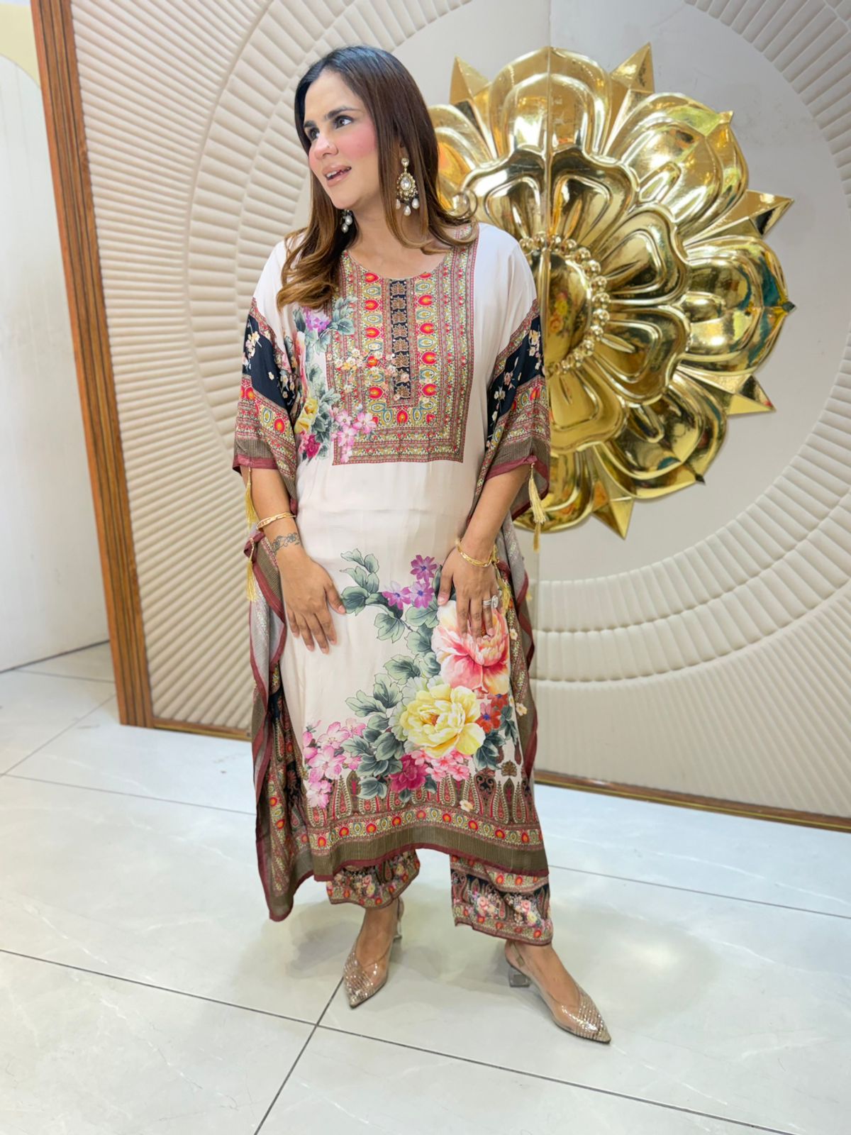 Beautiful Floral Print Kaftan Set PC3080