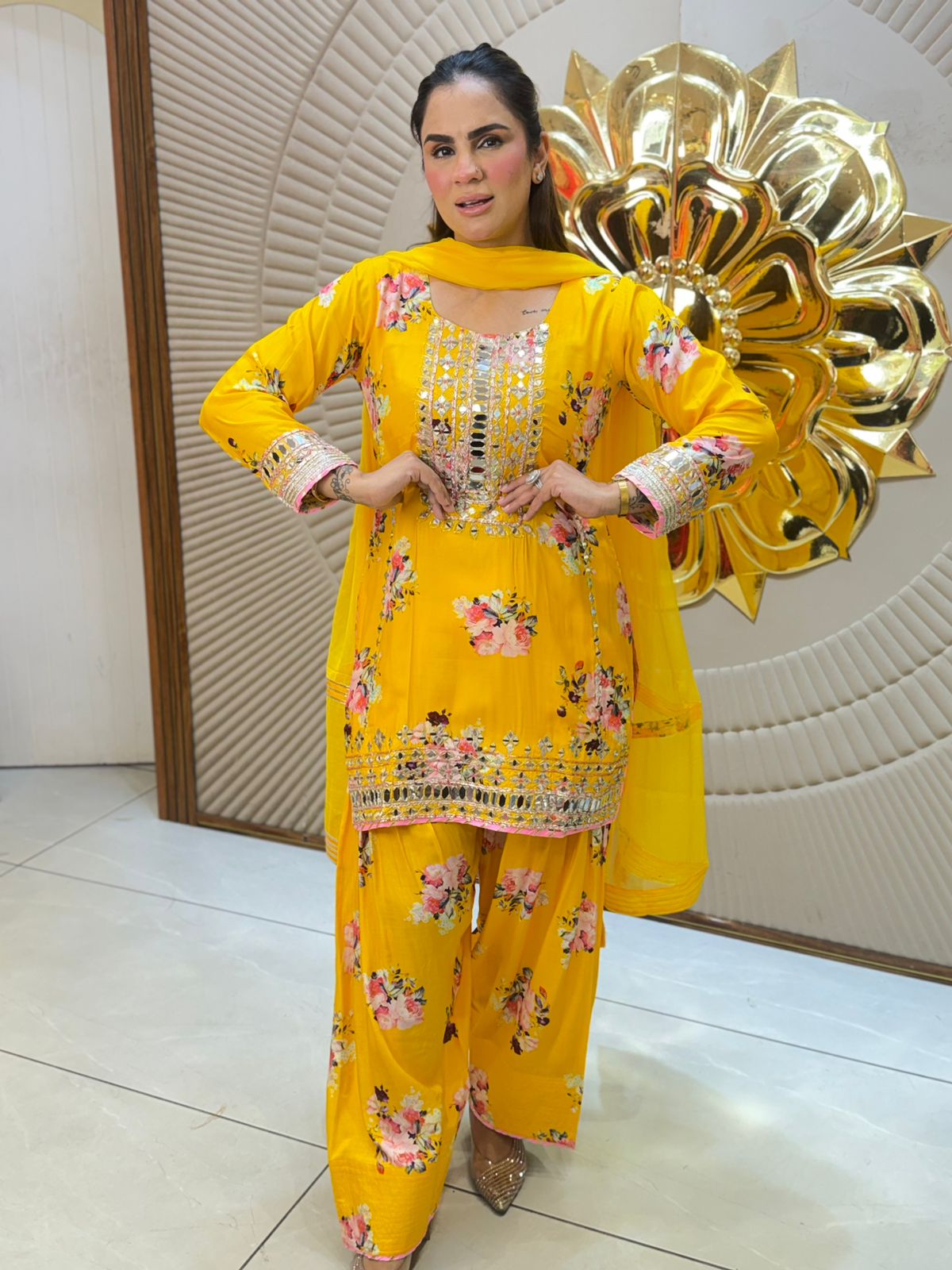 Beautiful Mirror Work Suit PC3093