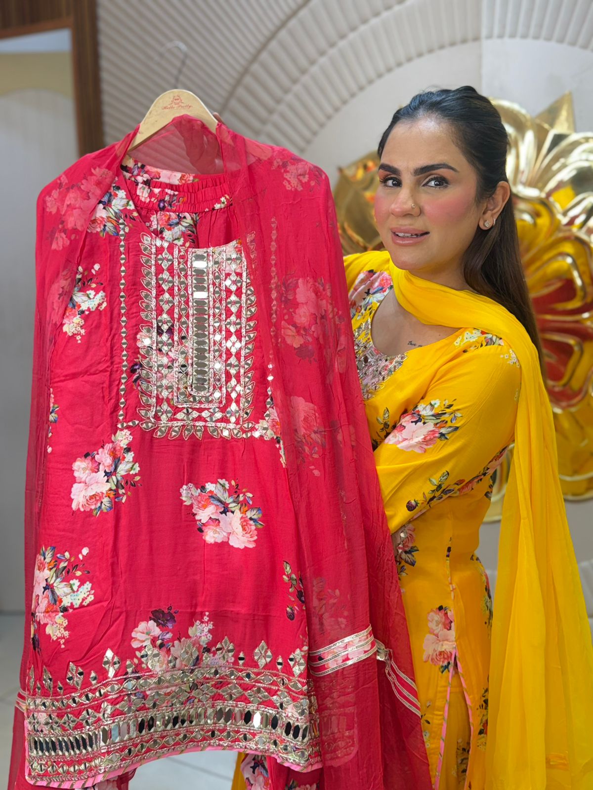 Beautiful Mirror Work Suit PC3093