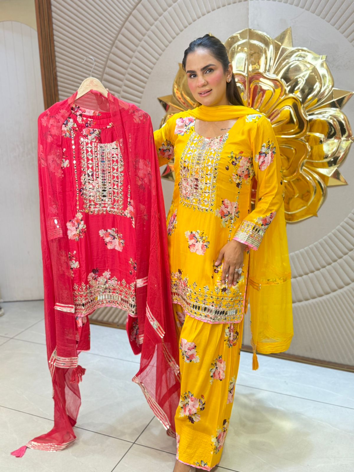 Beautiful Mirror Work Suit PC3093