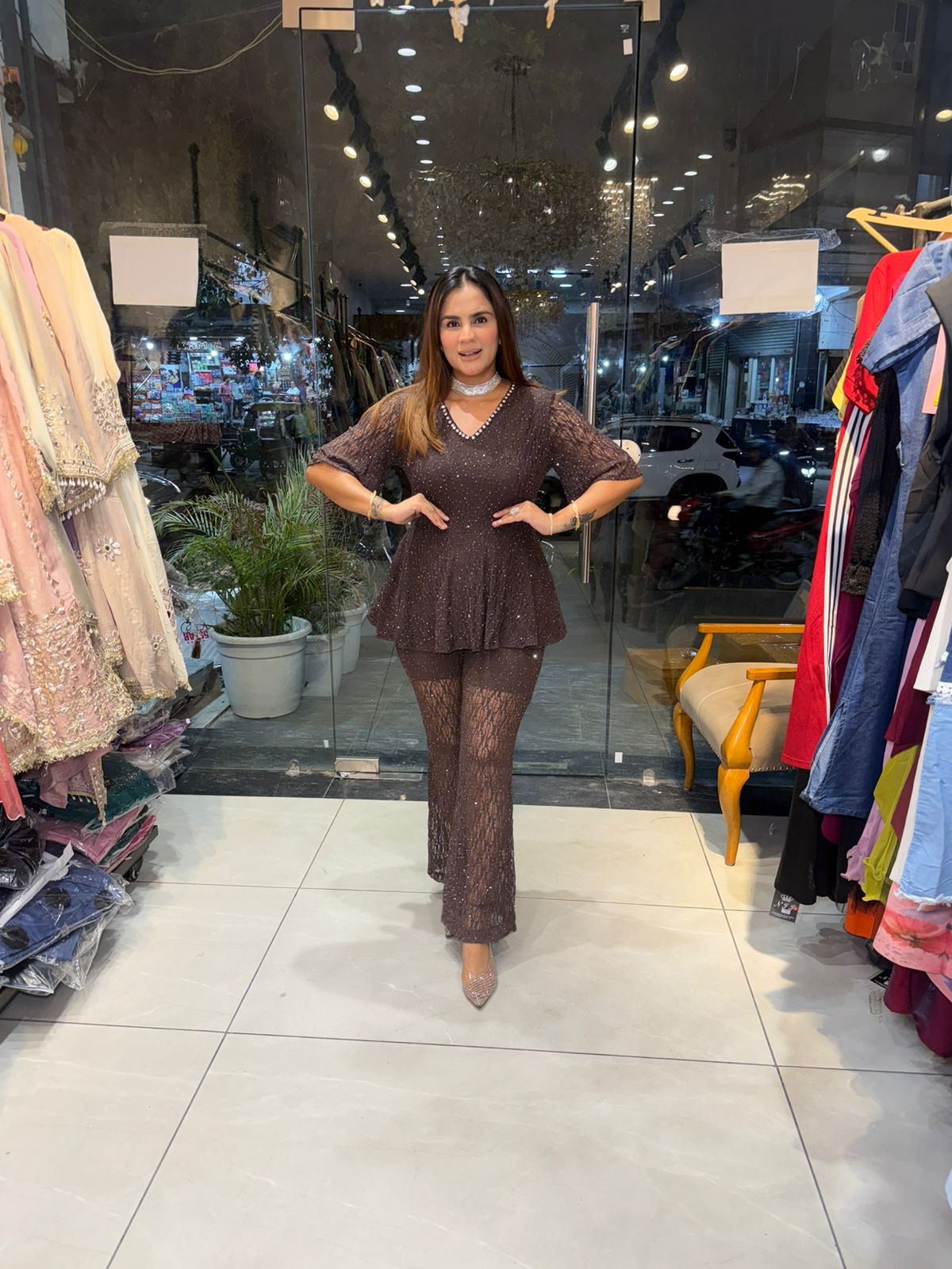 Stunning Co-Ord Set With Rhinestone PC3110