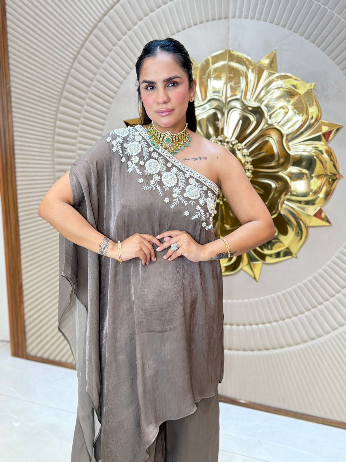 Stunning One Off- Shoulder Party Wear Dress PC3118