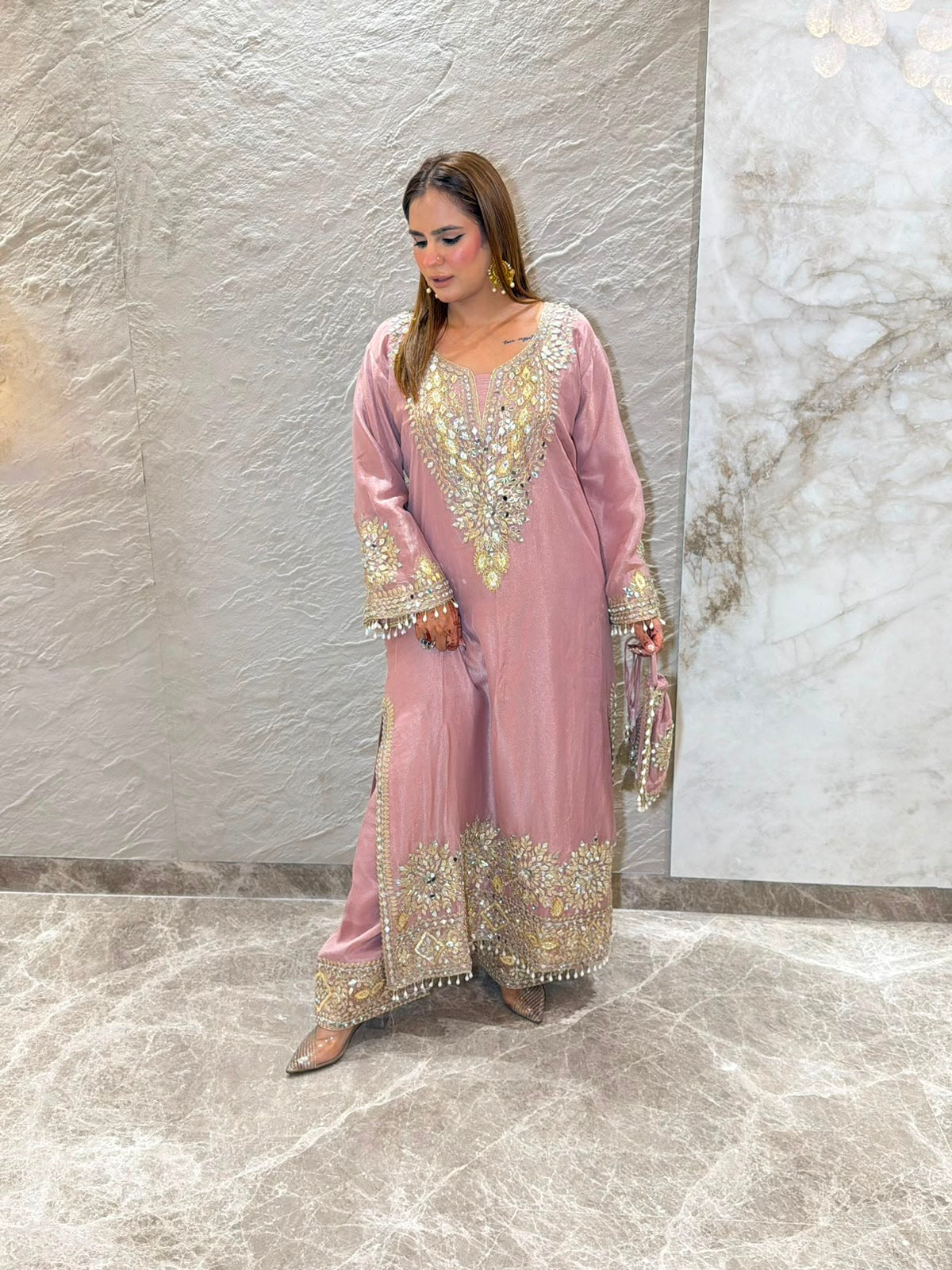 Stunning Party Wear Log Suit With Potli PC3159