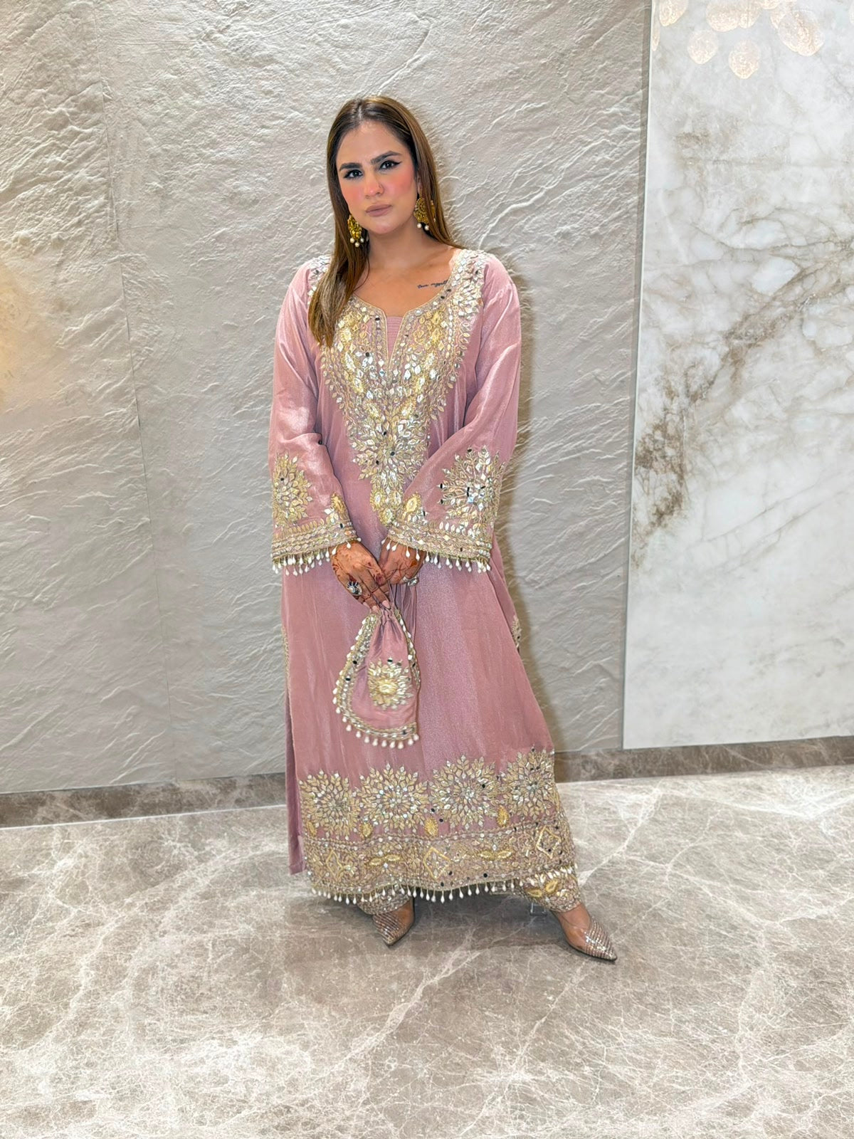 Stunning Party Wear Log Suit With Potli PC3159