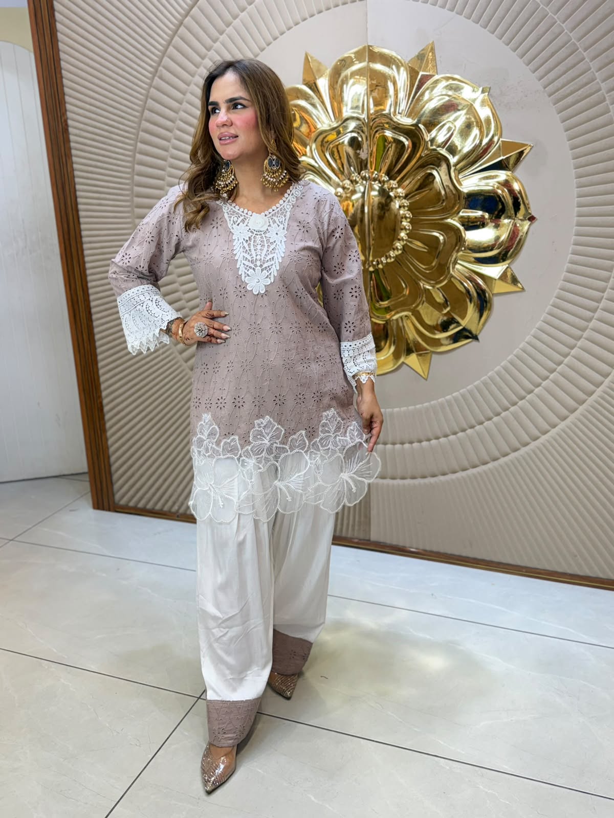 Daily Wear Laser Cutout Work Suit PC3166
