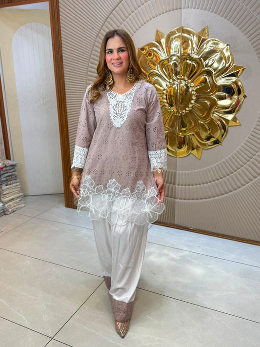 Daily Wear Laser Cutout Work Suit PC3166
