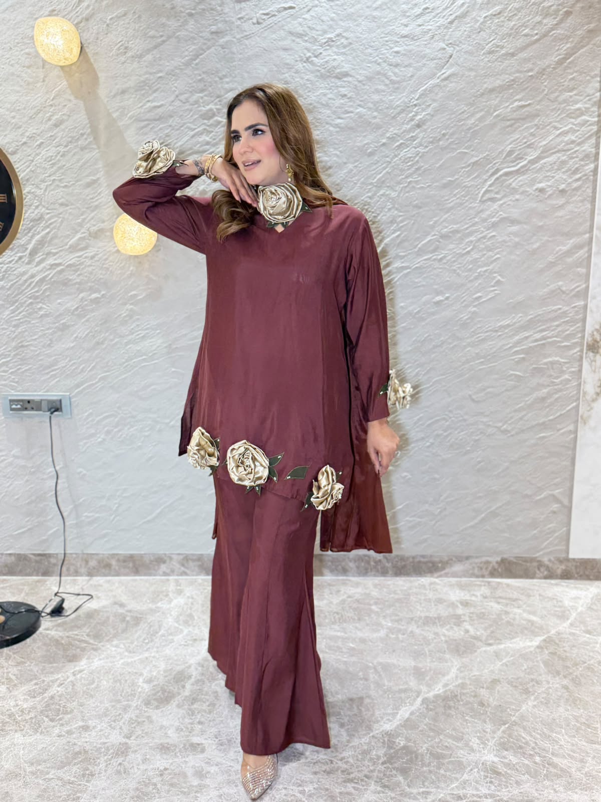 Stunning Suit with 3D Flower Work PC3177