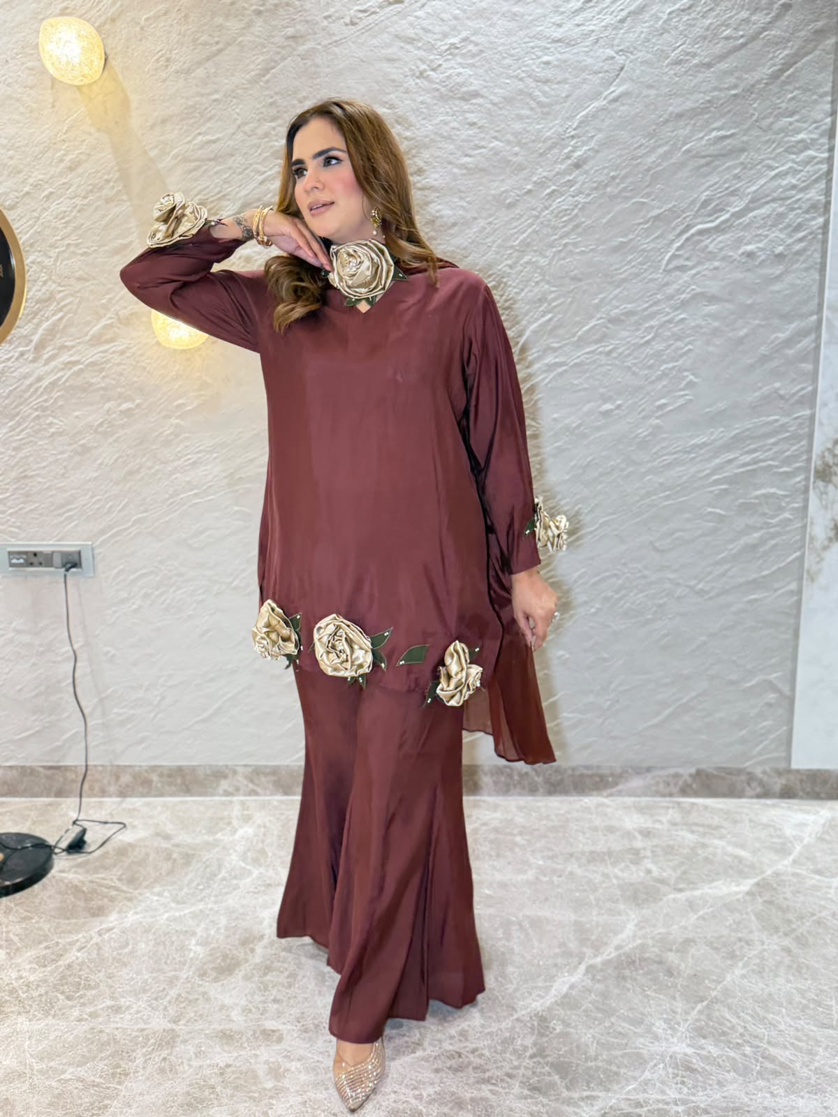 Stunning Suit with 3D Flower Work PC3177