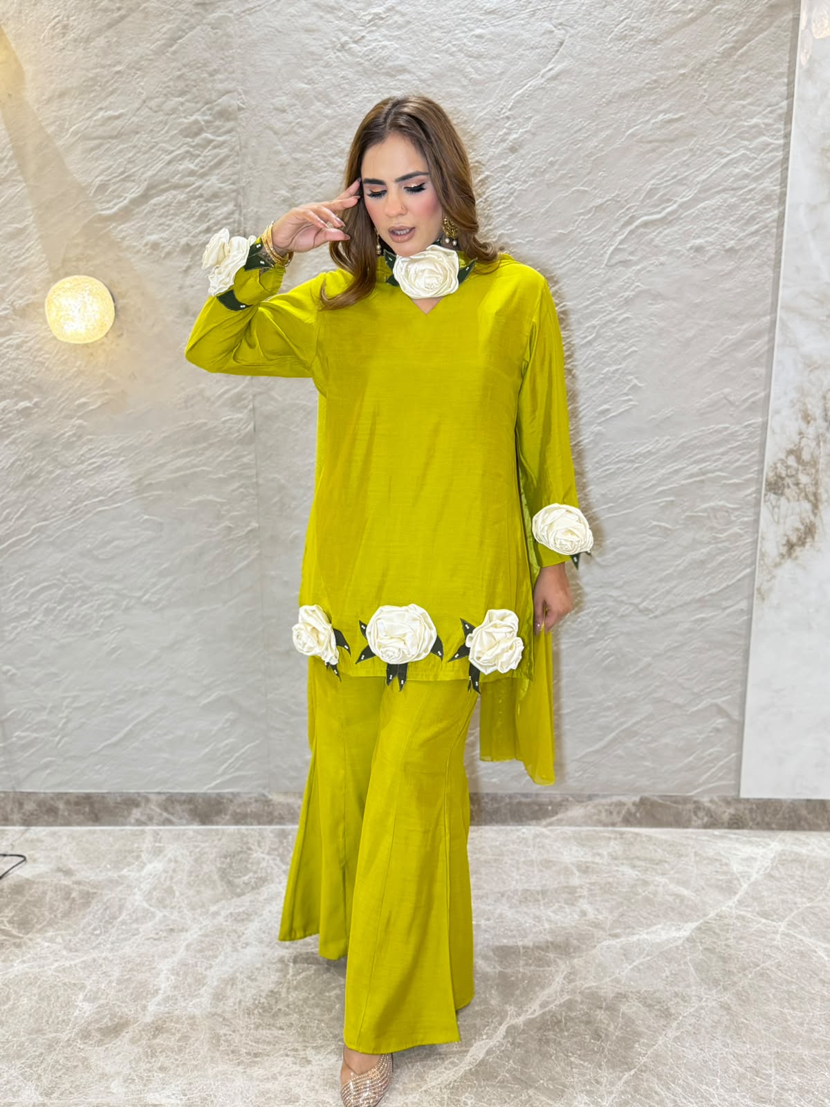 Stunning Suit with 3D Flower Work PC3177