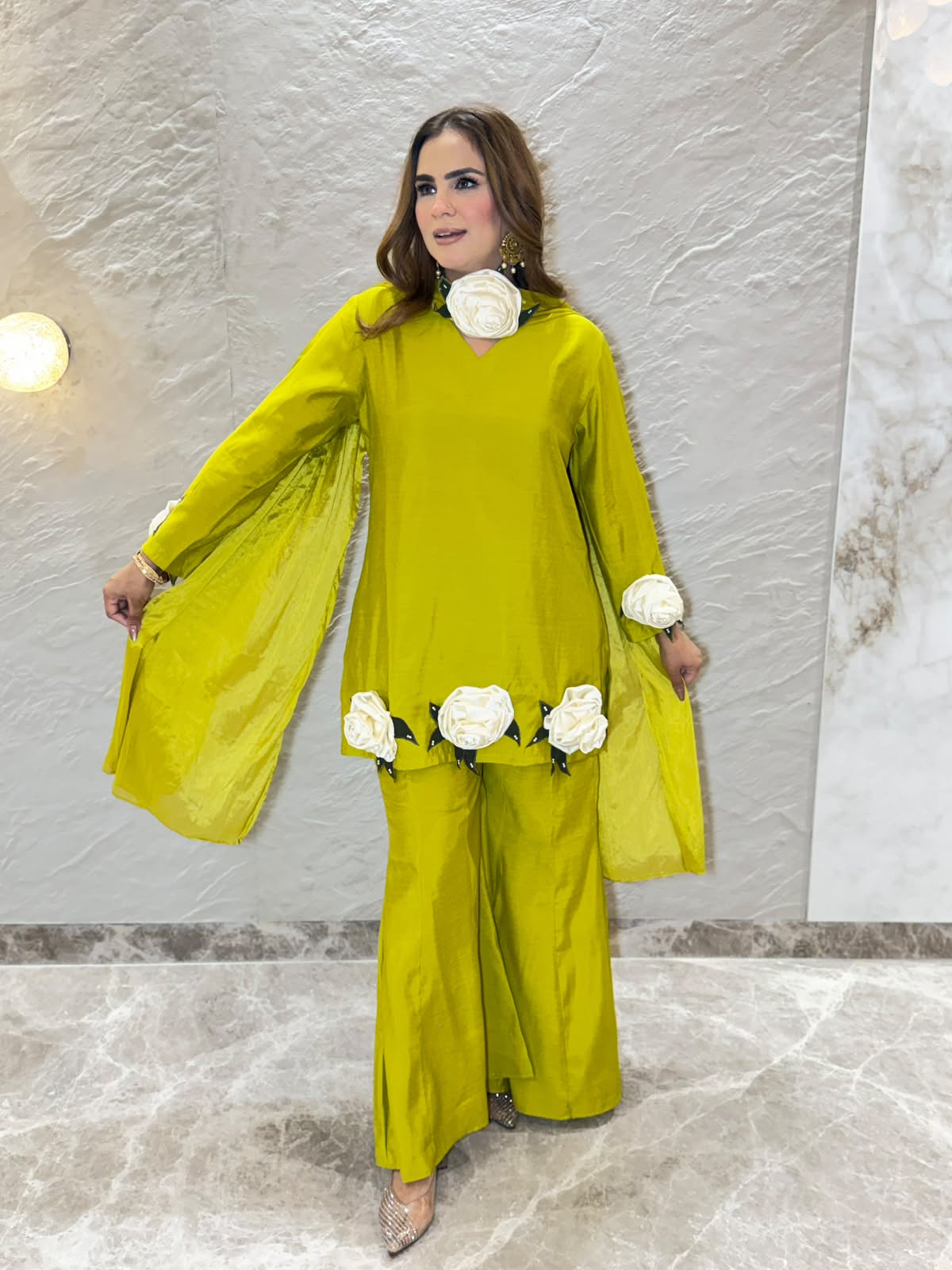 Stunning Suit with 3D Flower Work PC3177