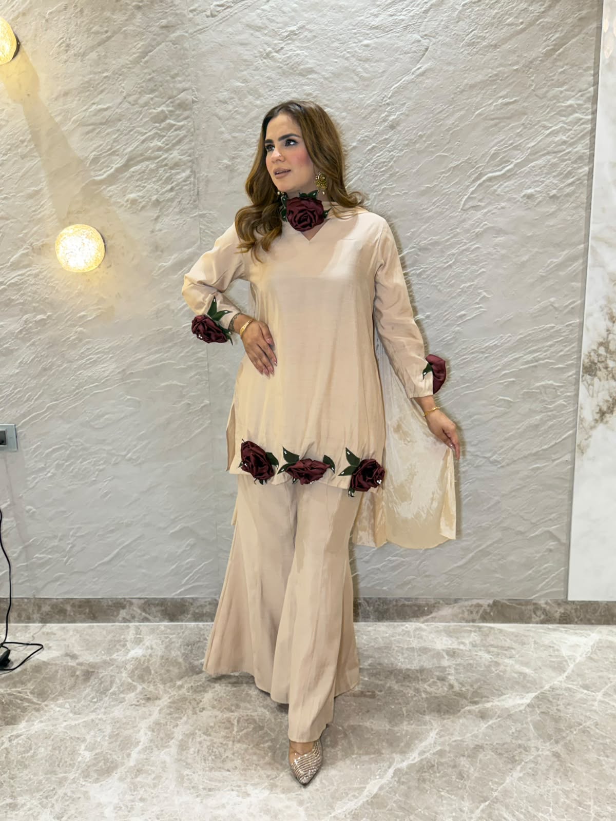 Stunning Suit with 3D Flower Work PC3177