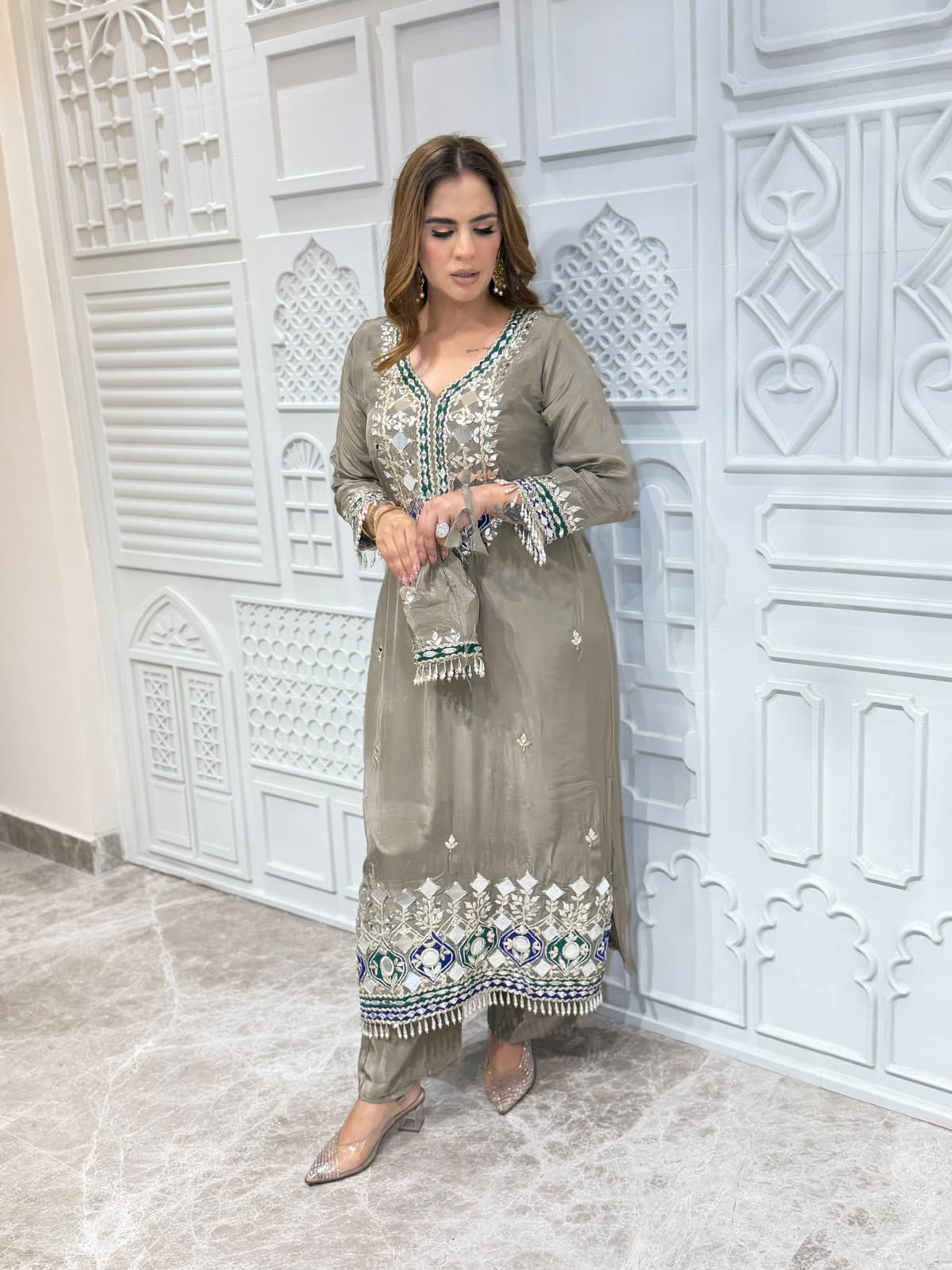 Stunning Party Wear Suit With Potli PC3178