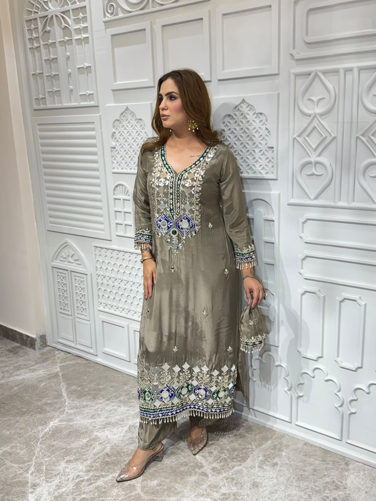 Stunning Party Wear Suit With Potli PC3178