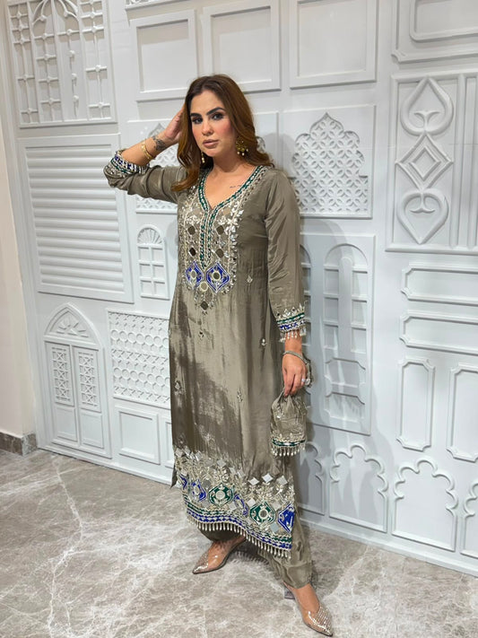 Stunning Party Wear Suit With Potli PC3178