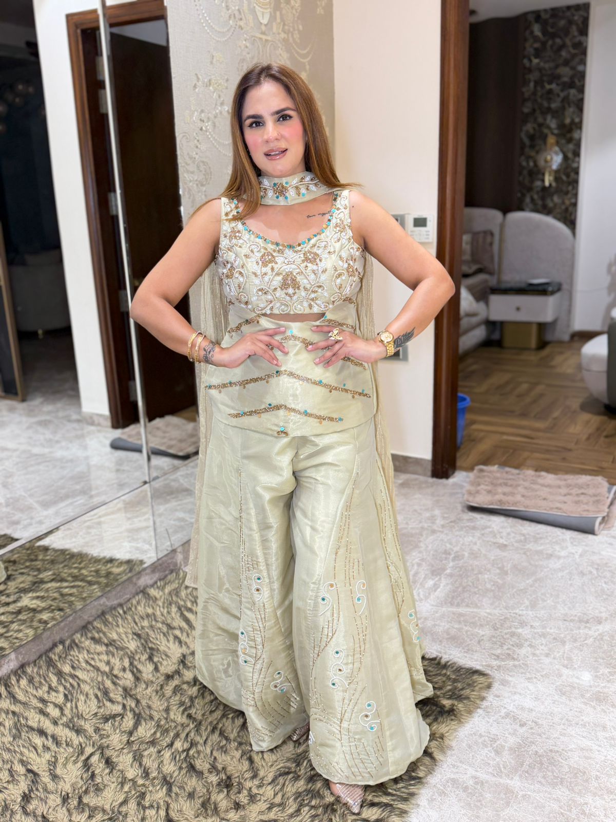 Stunning 3pc Sharara Suit PC8198