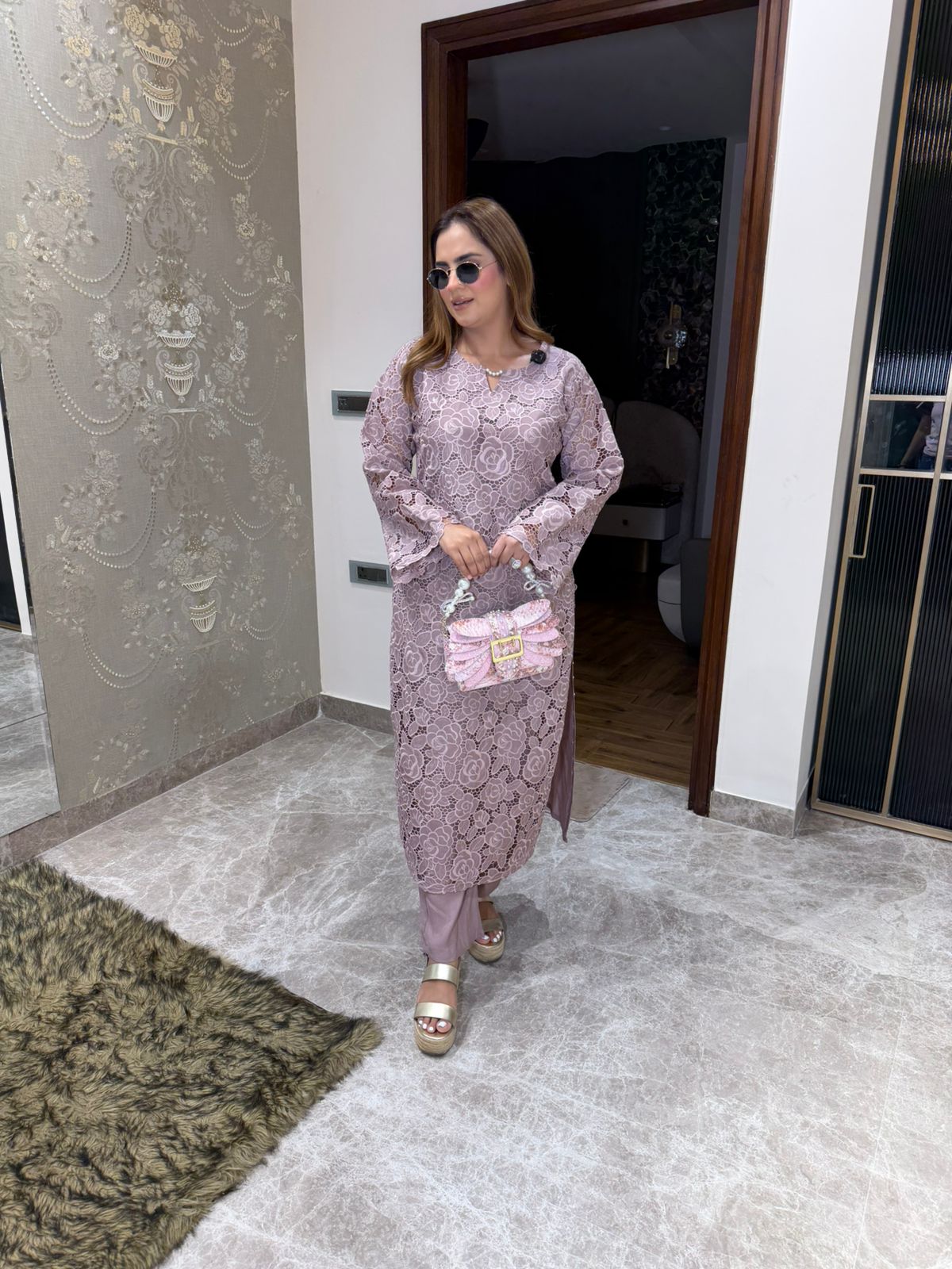 Beautiful Crochet Long Suit PC3201