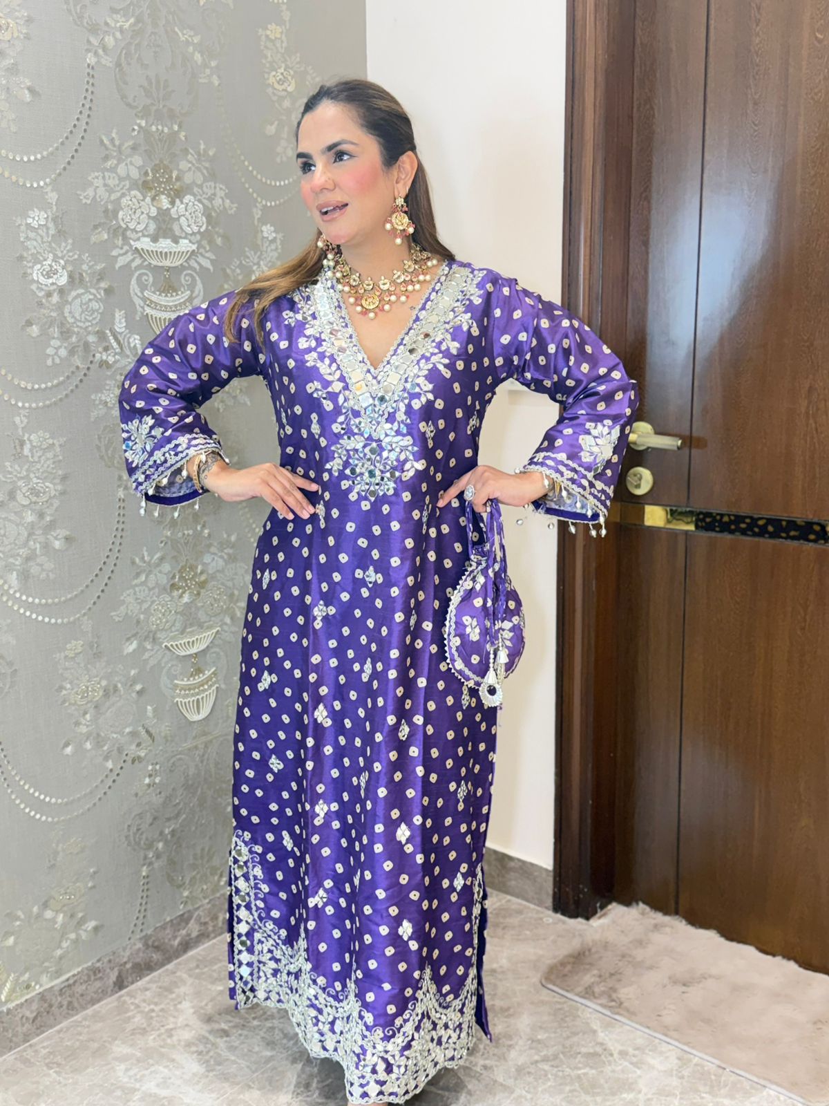 Stunning Indo-Western Dress With Potli PC3214