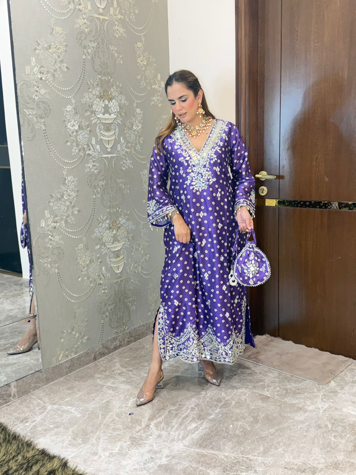Stunning Indo-Western Dress With Potli PC3214