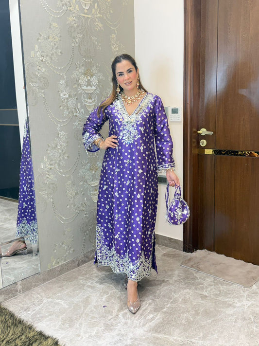 Stunning Indo-Western Dress With Potli PC3214