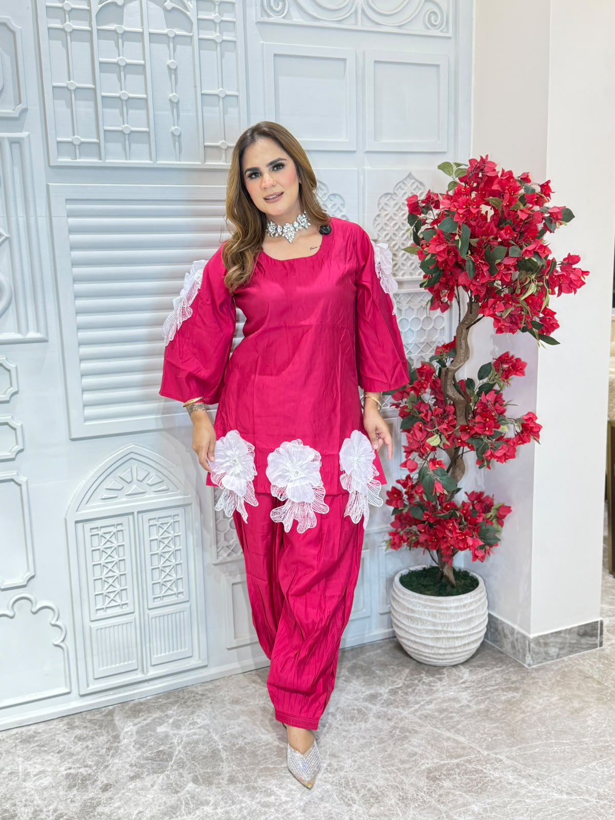 Beautiful Suit With 3D Flower Work PC3267
