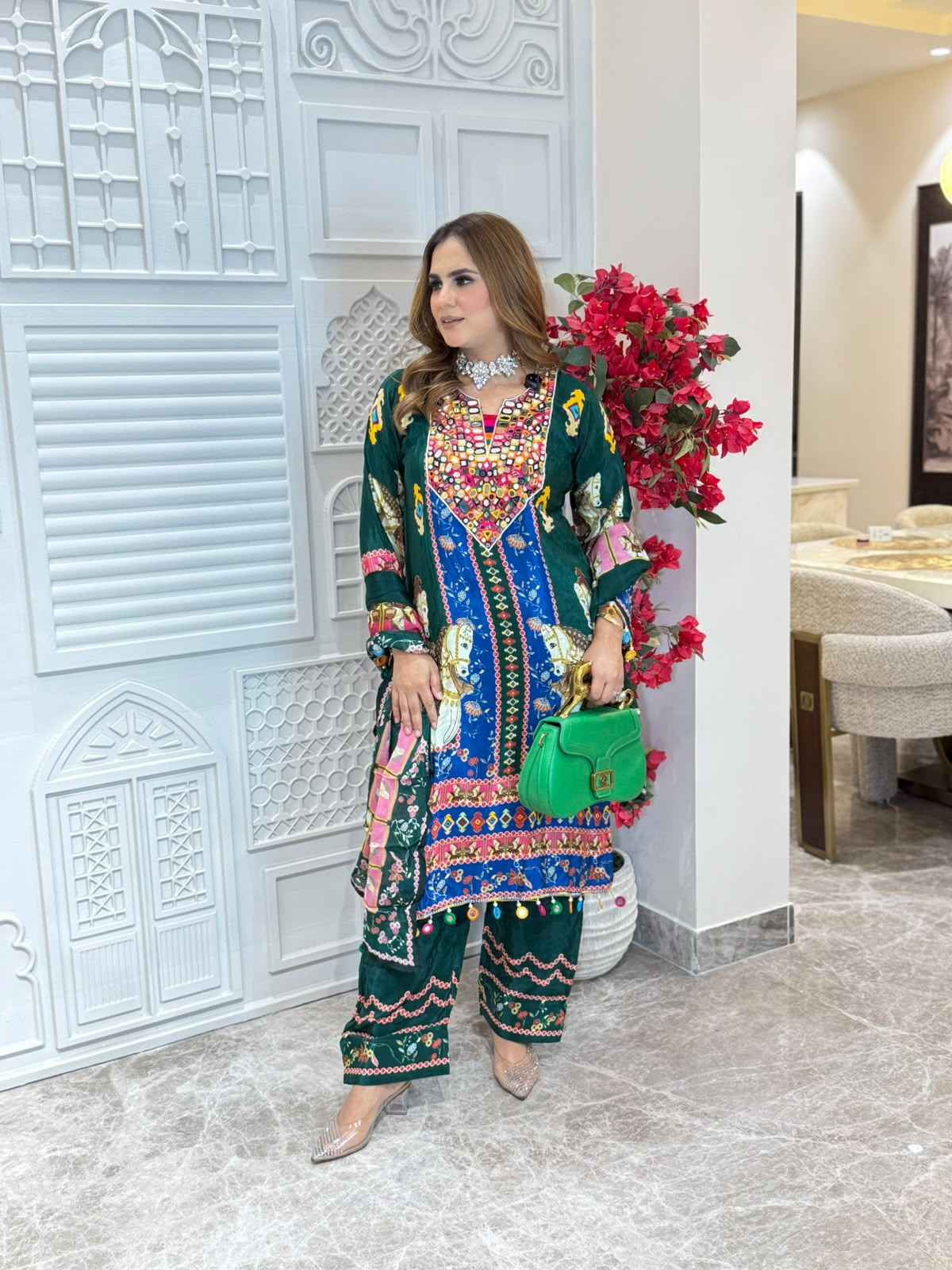 Stunning Full Sleeves Pattern Print Suit PC3268