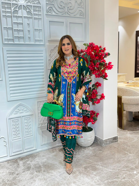 Stunning Full Sleeves Pattern Print Suit PC3268