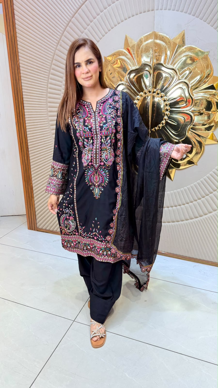 beautiful 3-piece suit set with multicolor embroidery PC3360