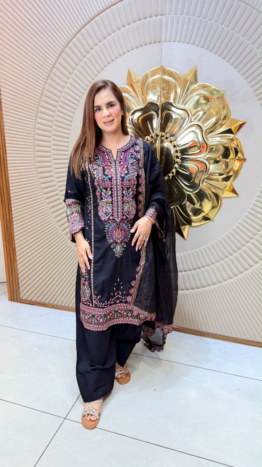 beautiful 3-piece suit set with multicolor embroidery PC3360