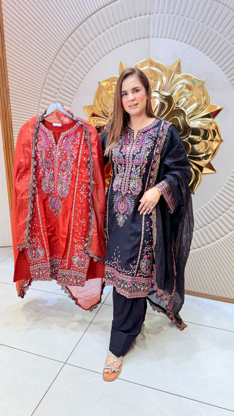 beautiful 3-piece suit set with multicolor embroidery PC3360