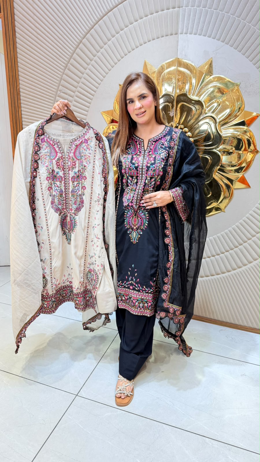 beautiful 3-piece suit set with multicolor embroidery PC3360