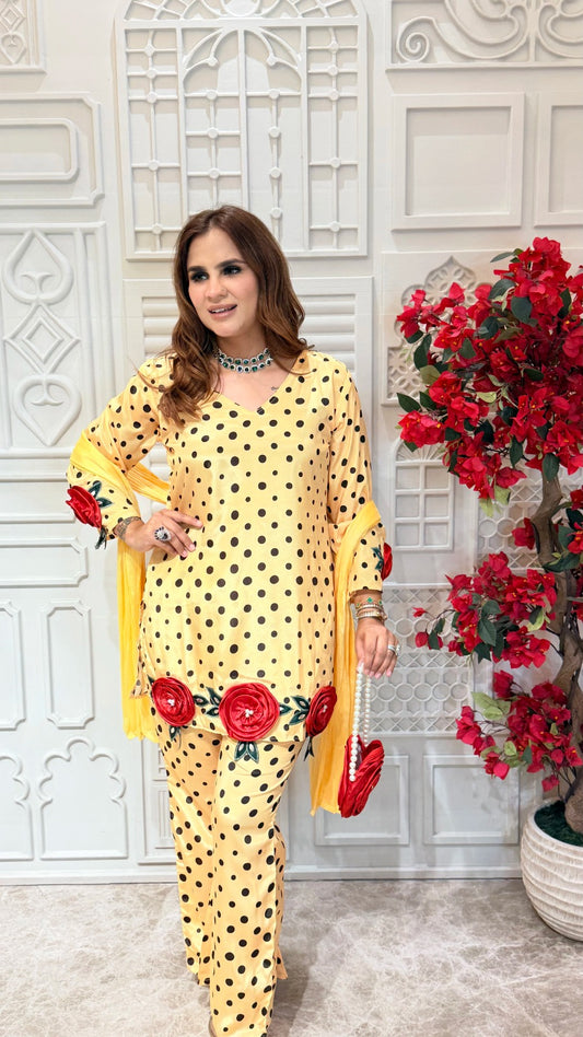 Elegant Suit With Flower Design On Bottom PC3411