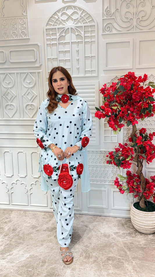 Elegant Suit With Flower Design On Bottom PC3411