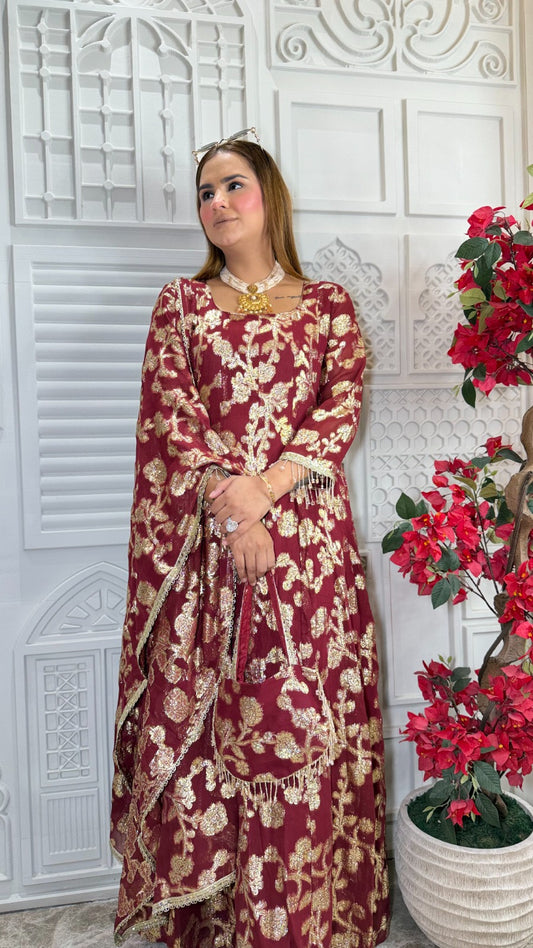 Elegant floral-printed ethnic suit PC3722