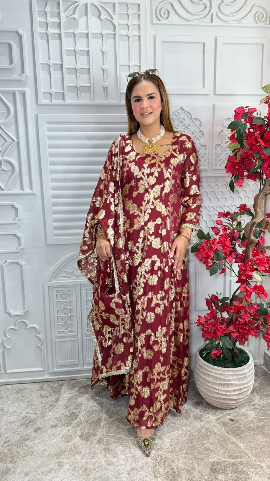 Elegant floral-printed ethnic suit PC3722