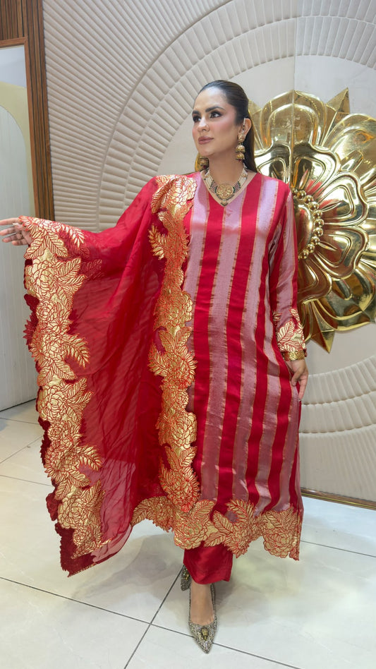 Beautiful striped ethnic kurta and trousers set pc3328