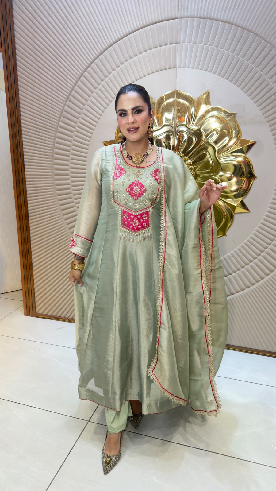 Beautiful tissue Anarkali suit set pc3329