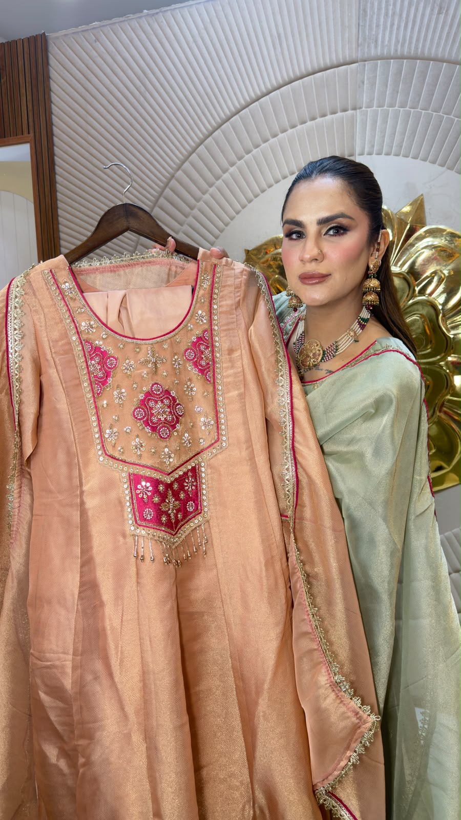 Beautiful tissue Anarkali suit set pc3329